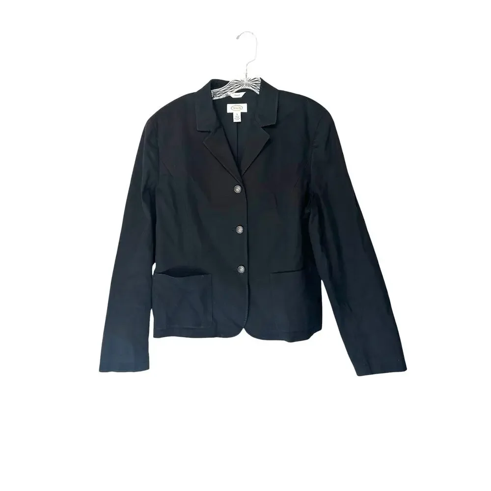 Talbots Black Basic Textured Work Office Career Single Breasted‎ Blazer Size 16